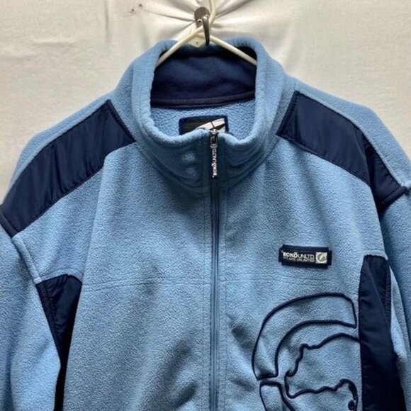 Ecko UNLTD Men's Full Zip X-Large Baby Blue Navy Rhino Logo Mock Neck Fleece GUC - Picture 2 of 15